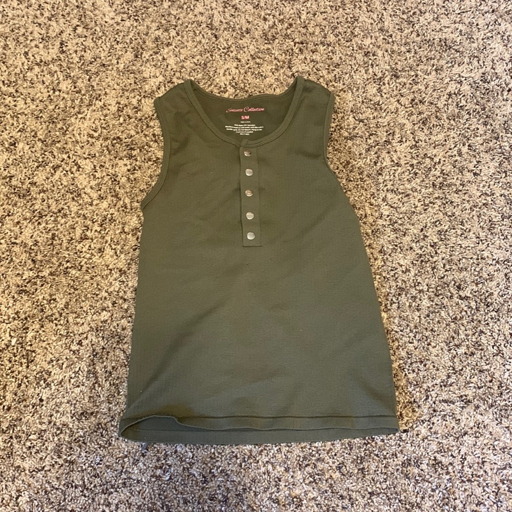 Navy green top, size s/m, snug fit